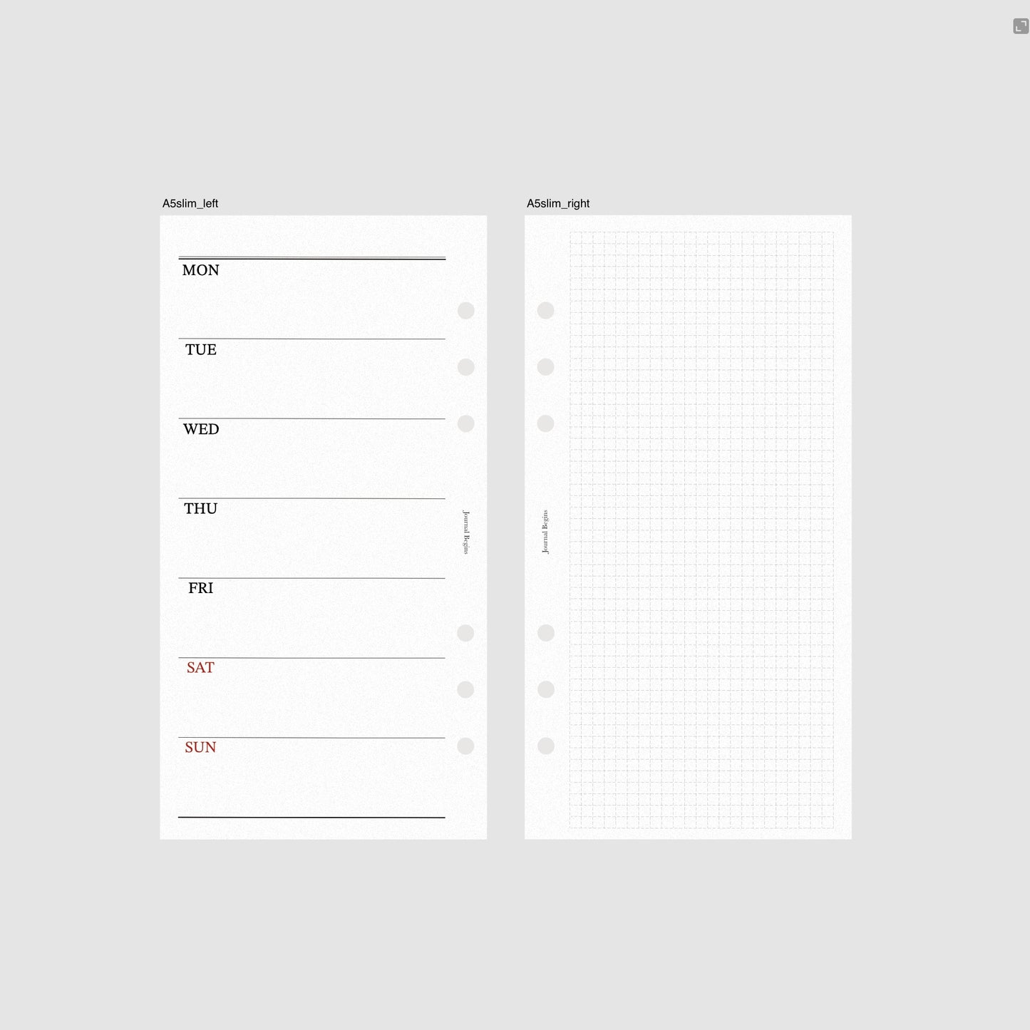 Weeks Planner Inserts (Horizontal)